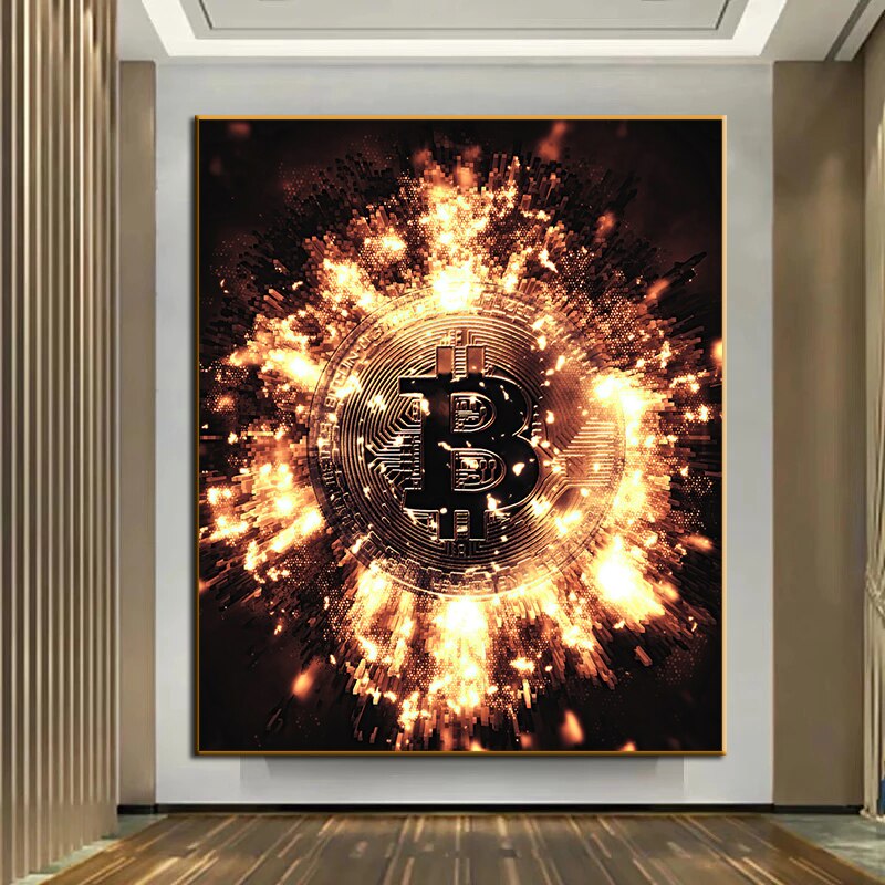 Bitcoin Canvas Painting Luxury Wall Art Poster