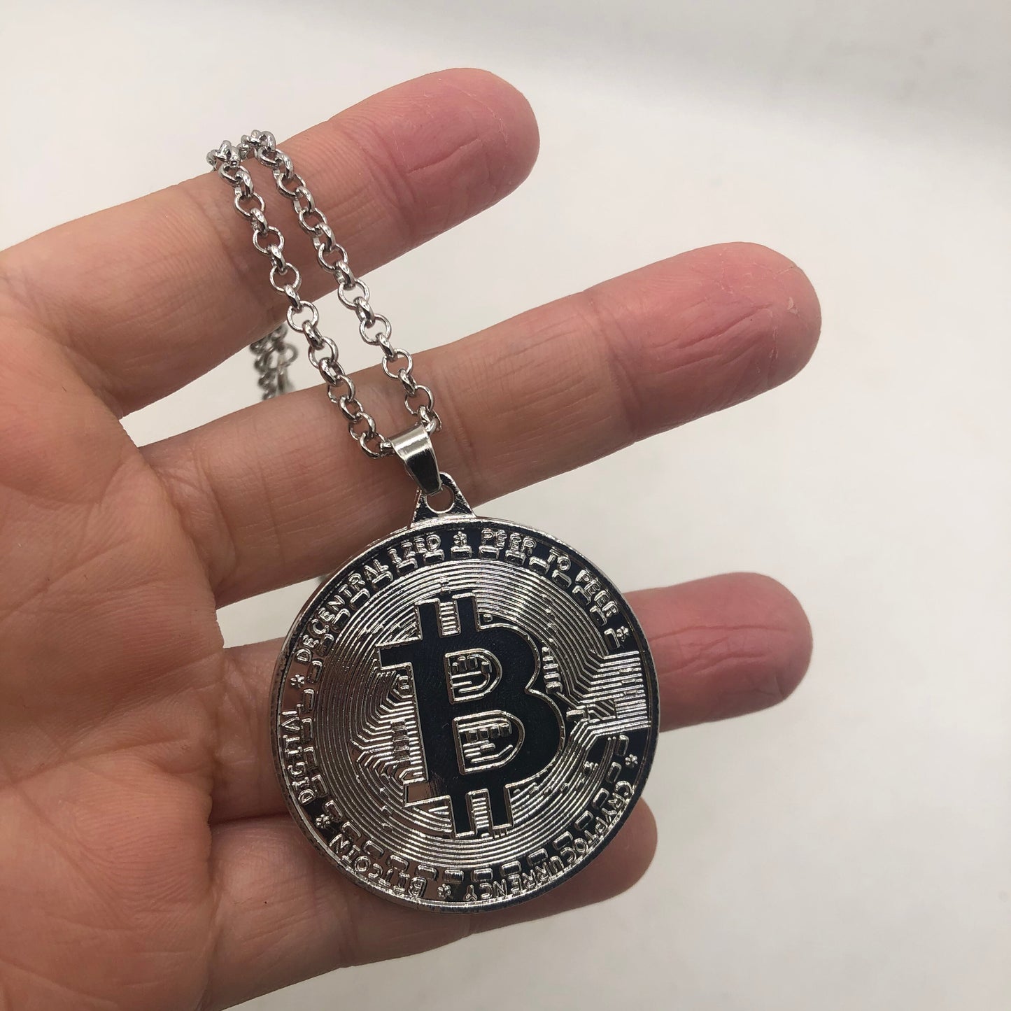 Bitcoin titanium & steel  pendant