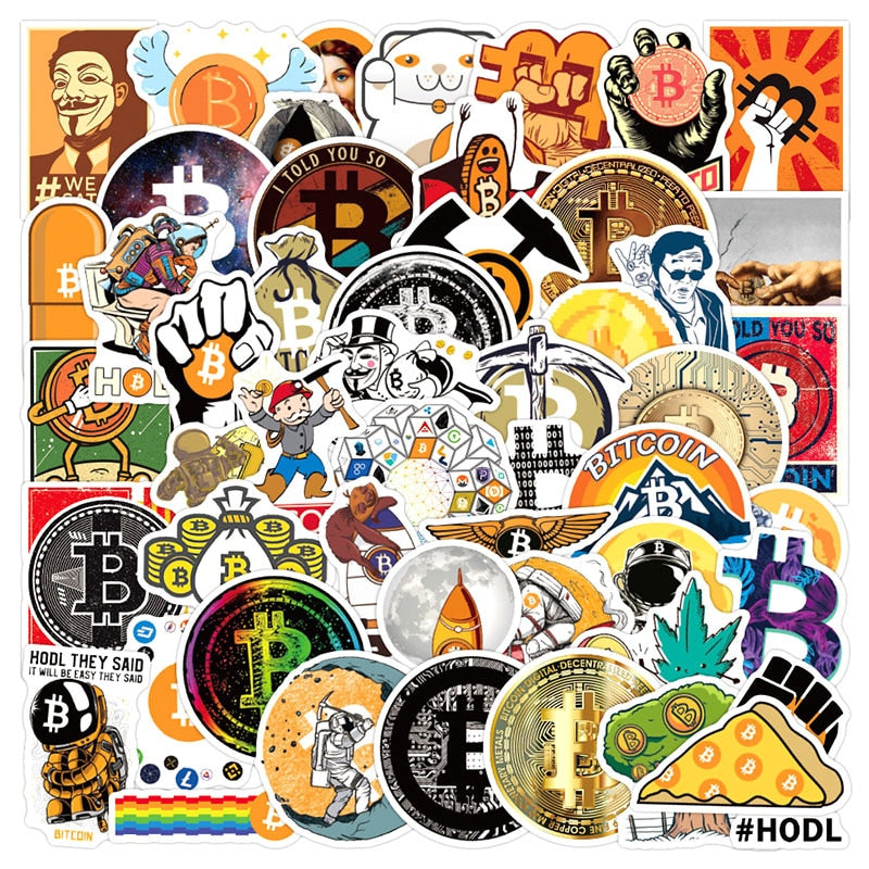 Bitcoin - Dogecoin  Stickers  10/30/50pcs