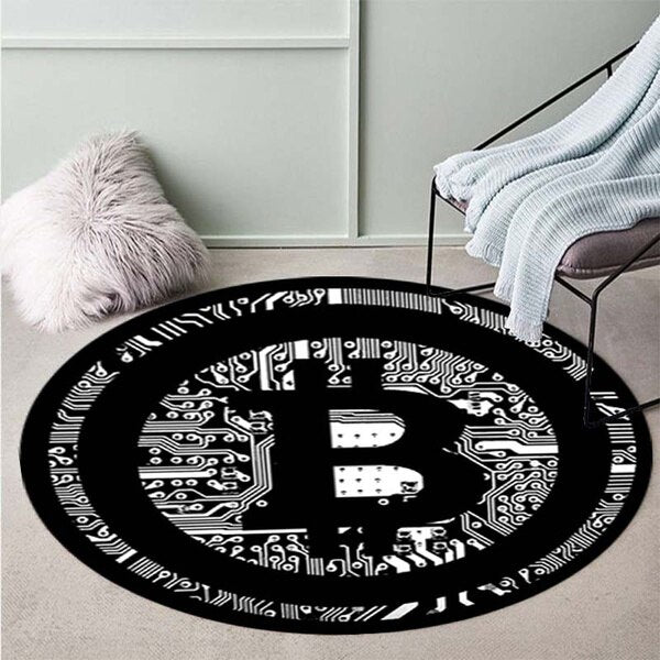 Bitcoin-Teppich, Bitcoin-Teppich, runder Teppich, runder Teppich