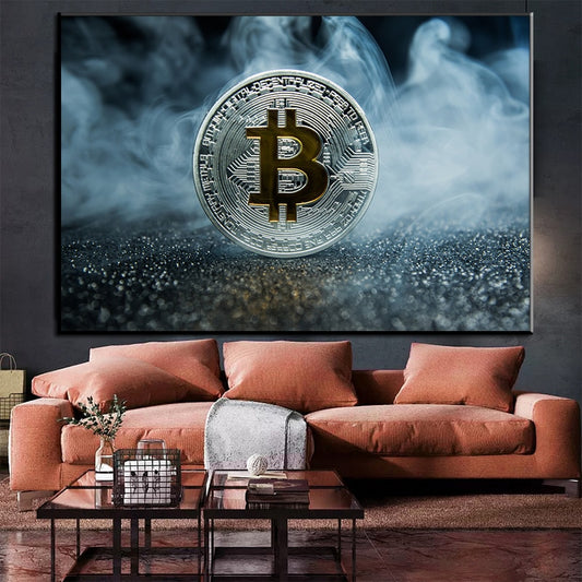 Bitcoin canvas painting wall art