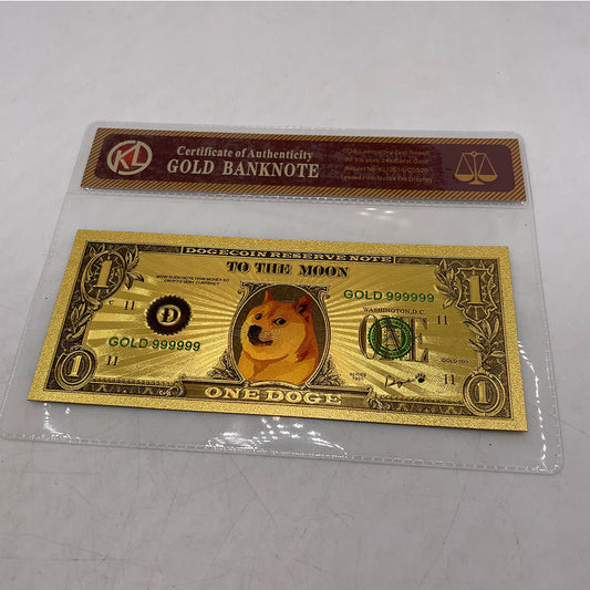Dogecoin Gold plated  banknote and coins