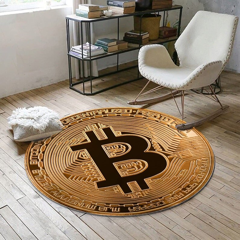 Bitcoin-Teppich, Bitcoin-Teppich, runder Teppich, runder Teppich