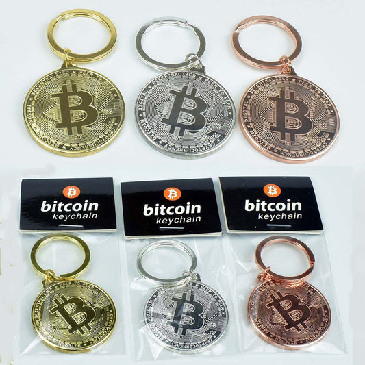 Bitcoin Gold and silver-plated keychain