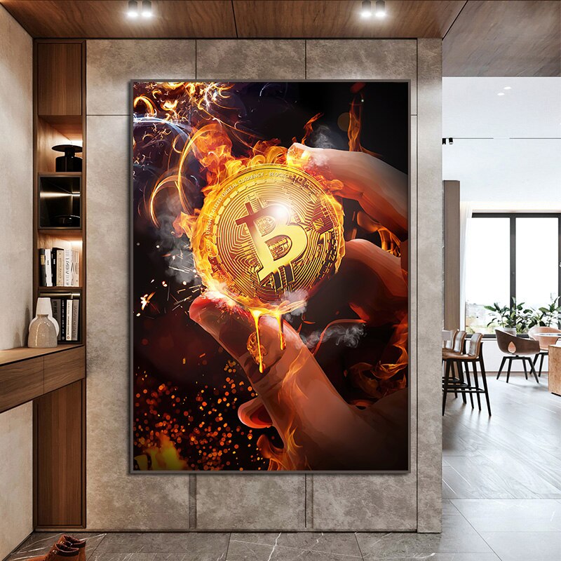 Bitcoin painting HD print on Canvas