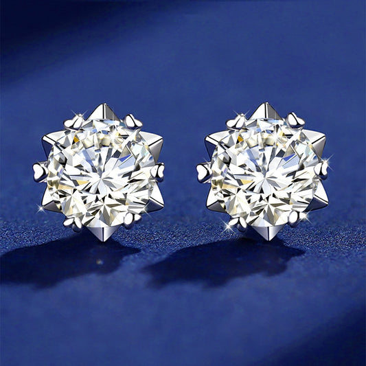 Diamond moissanite earrings  1, 2, 3 carat sterling Silver 925 white Gold plated.