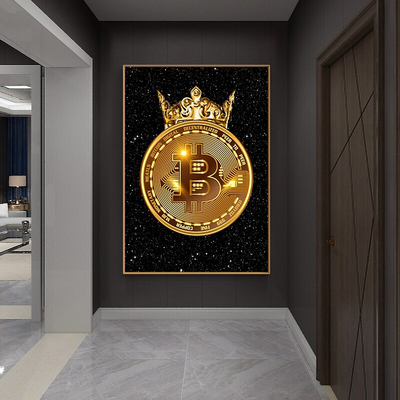 Bitcoin wall art canvas painting