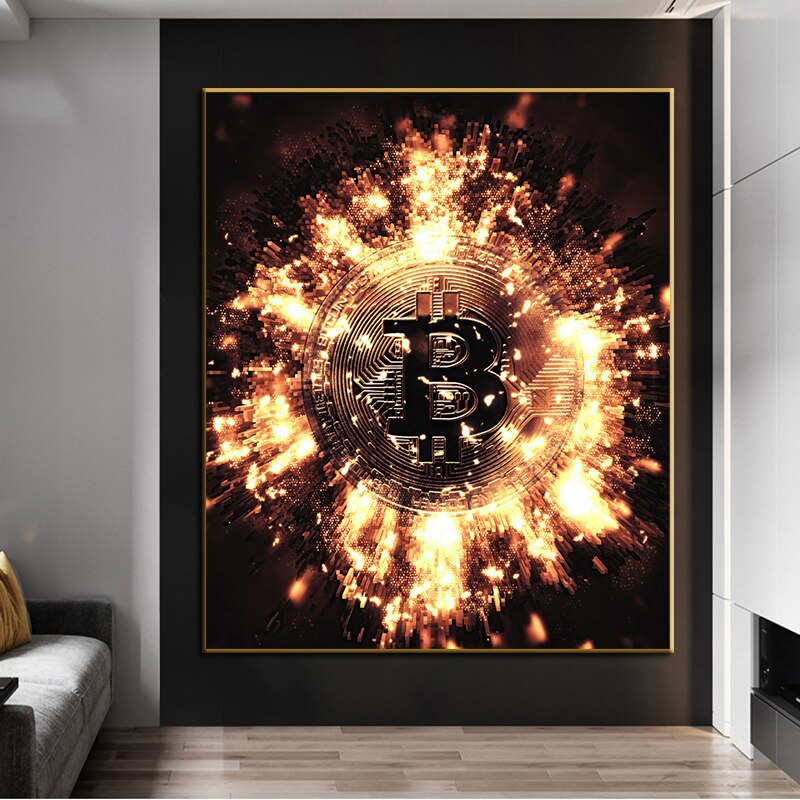 Bitcoin Canvas Painting Luxury Wall Art Poster