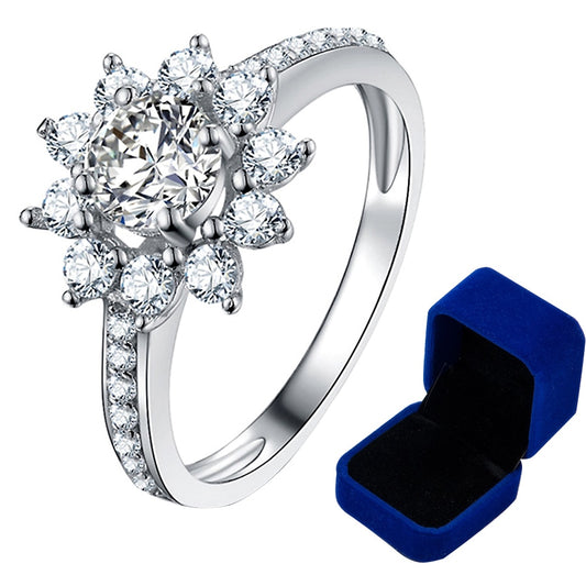 Echter Moissanit-Diamant-Luxus-Sonnenblumenring 2 Karat