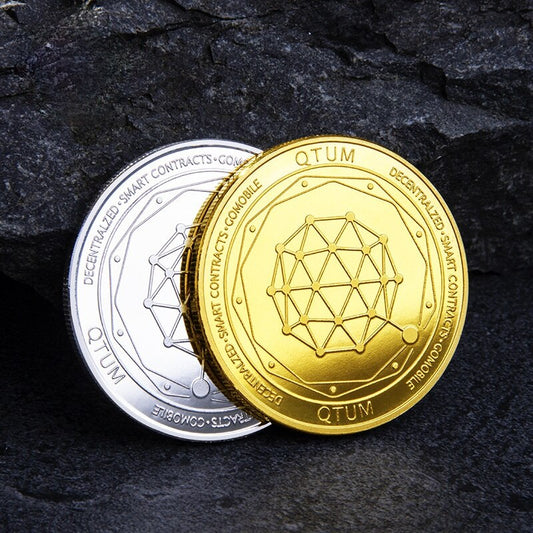 QTUM coin gold and silver plated