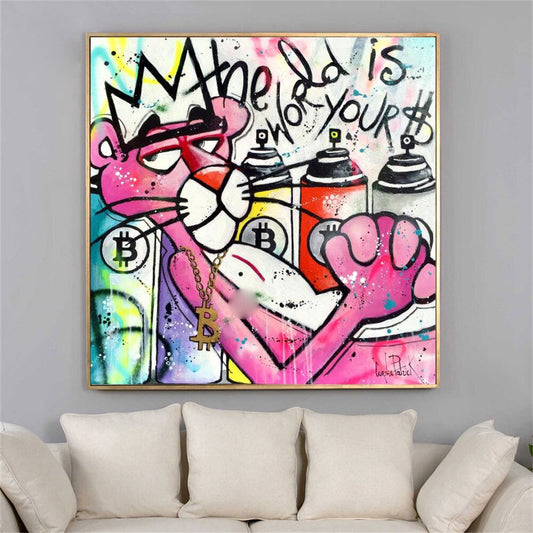 Bitcoin Canvas Painting The Boss Pink Panther