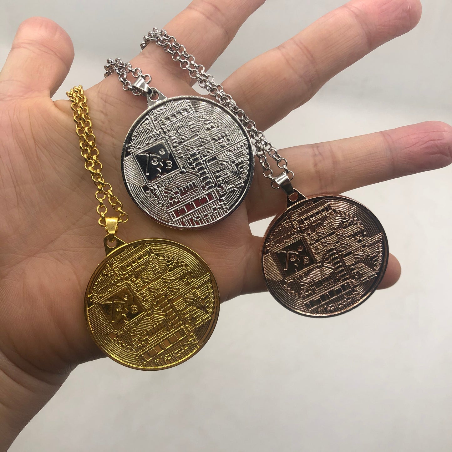 Bitcoin gold & silver plated  pendant