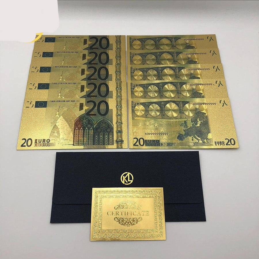 10 Stück Euro-Banknoten in 24 Karat vergoldetem Geld zum Sammeln