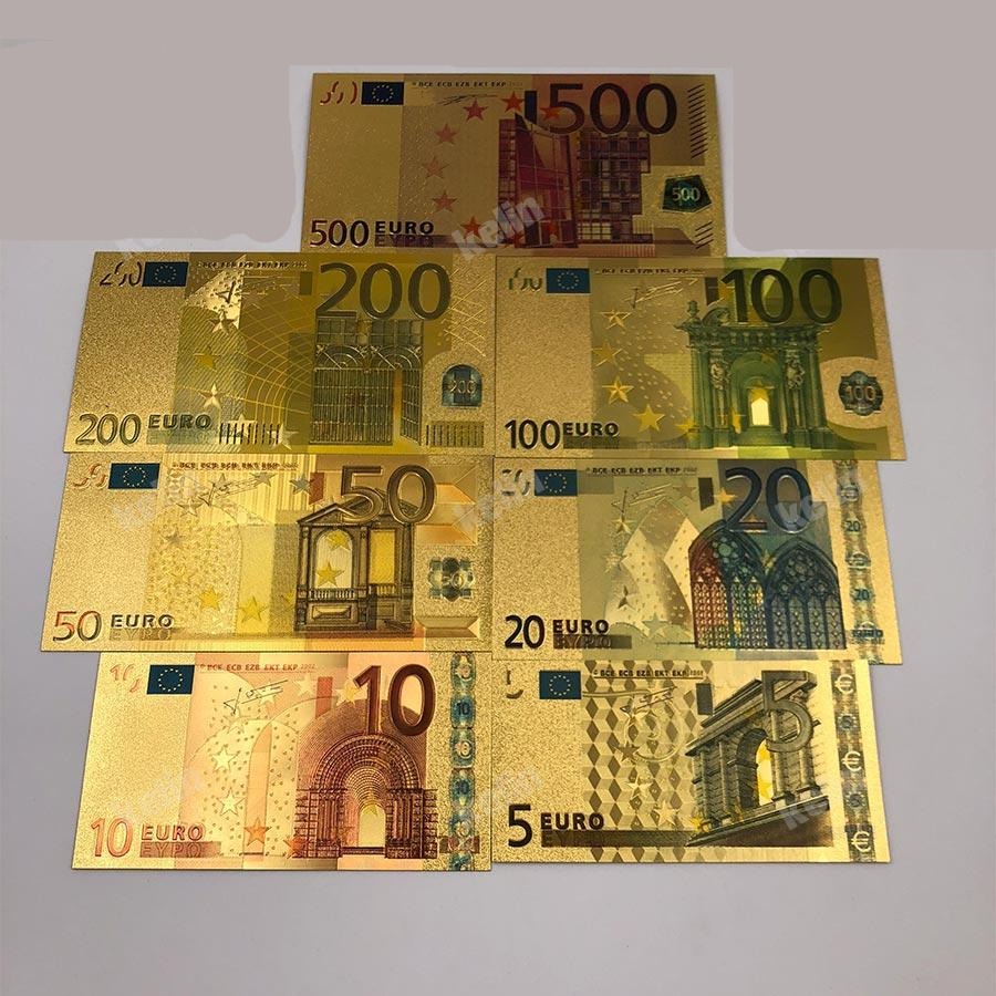 10 Stück Euro-Banknoten in 24 Karat vergoldetem Geld zum Sammeln