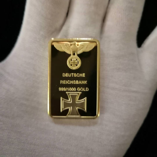999 Goldbarren Deutsche Reichsbank vergoldeter Barren, Werbegeschenk.