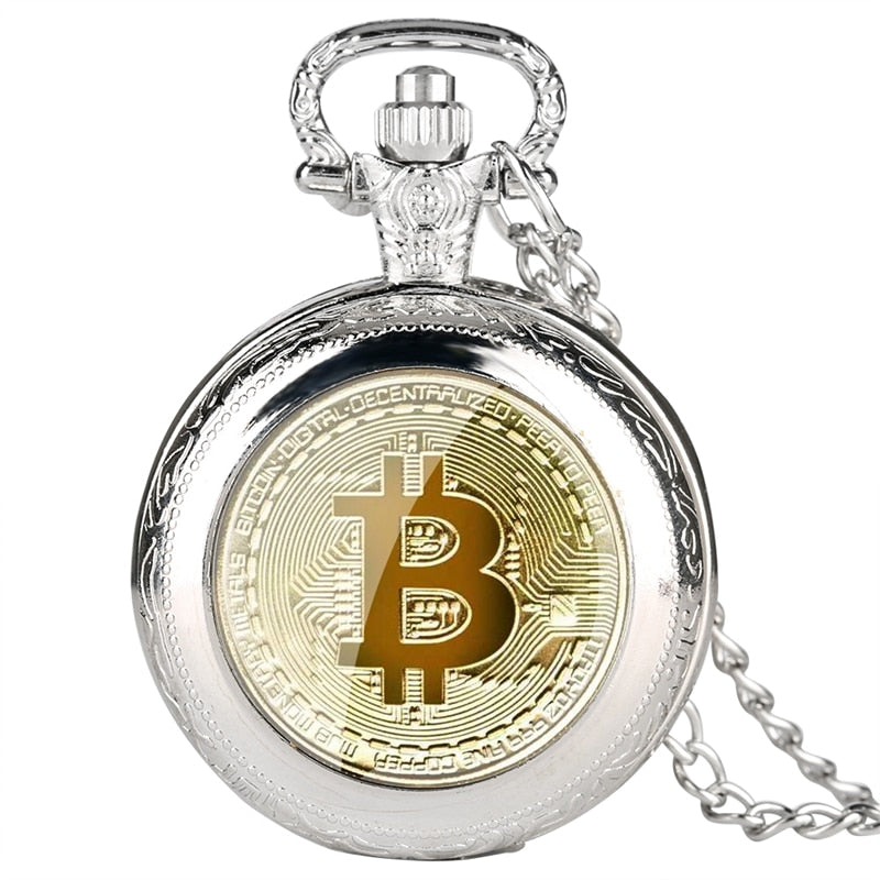 Bitcoin Quartz Pocket Watch Physical Metal Antique