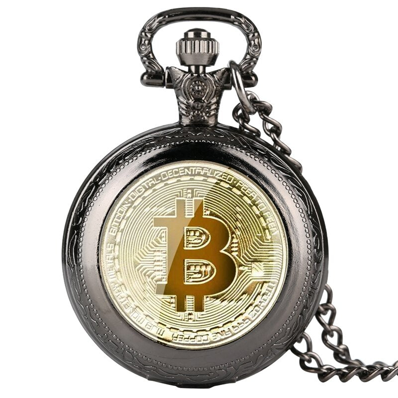 Bitcoin-Quarz-Taschenuhr Physikalisches Metall Antik