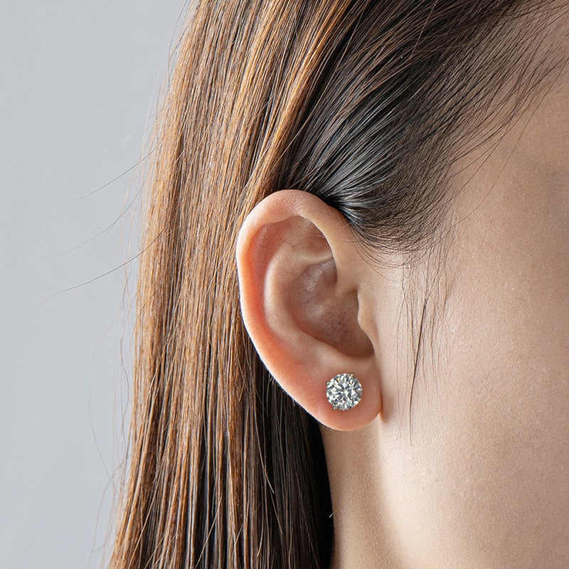 Earrings Real 2 carat 8mm Moissanite Diamond earrings fine jewelry