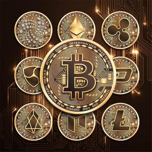 Bitcoin Goldene digitale Leinwand Poster Wandkunst Gemälde