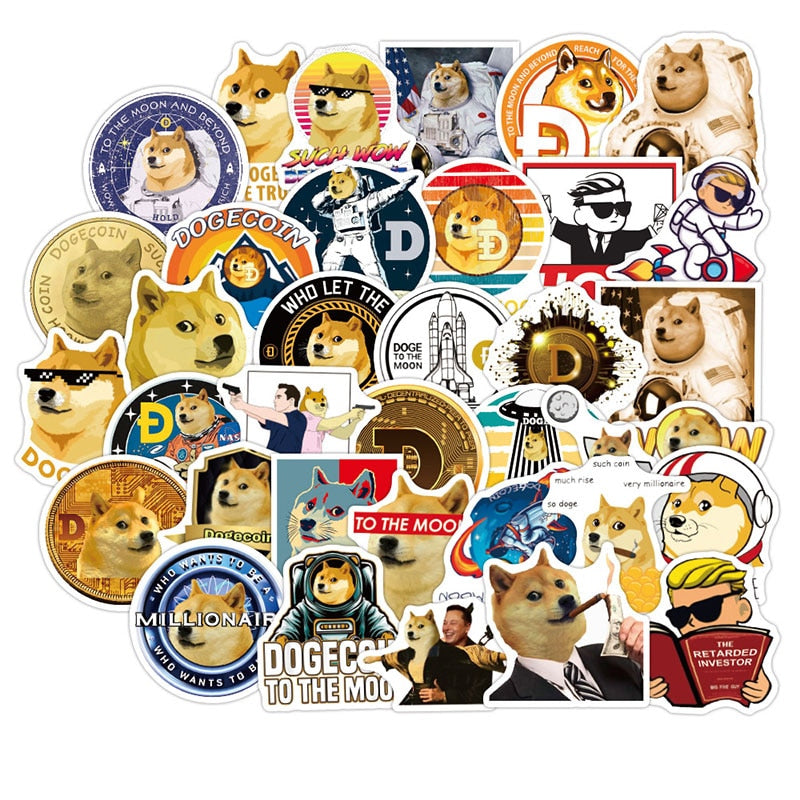 Bitcoin - Dogecoin Sticker 10/30/50St