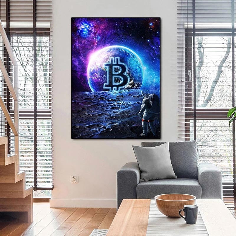Neue Bitcoin-Leinwandmalerei-Wandkunst