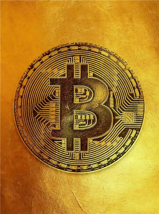 Golden Bitcoin Paintings Canvas Art