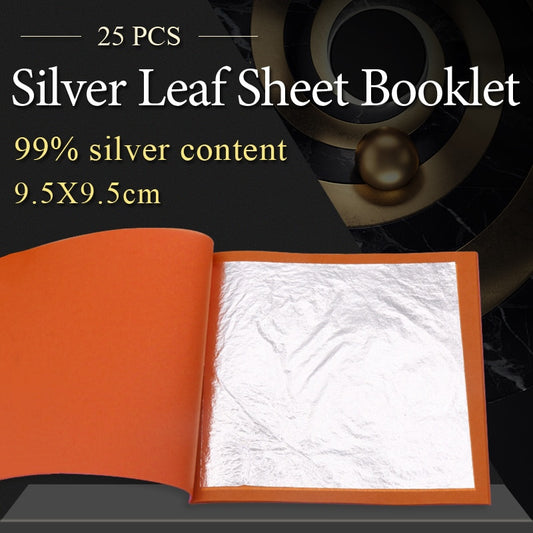 999 Genuine Edible Silver leaf sheets 25 pcs