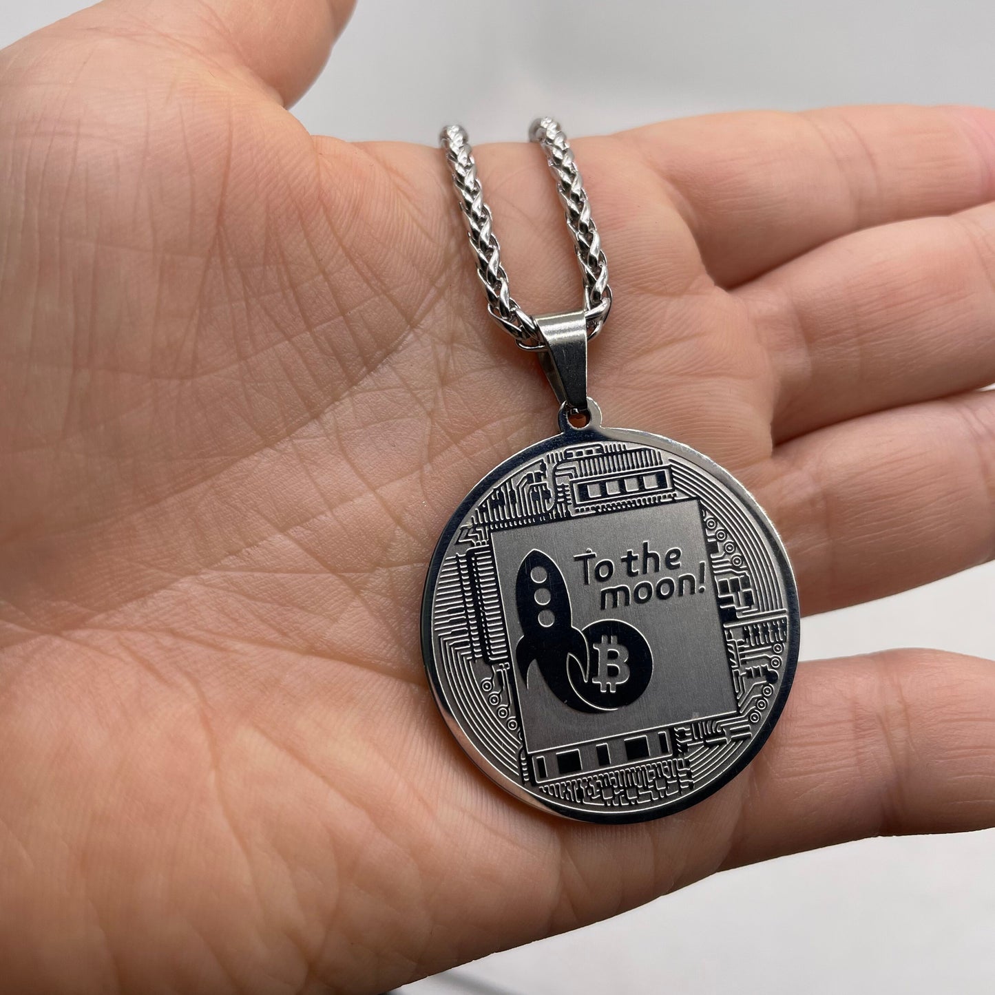 Bitcoin titanium & steel  pendant