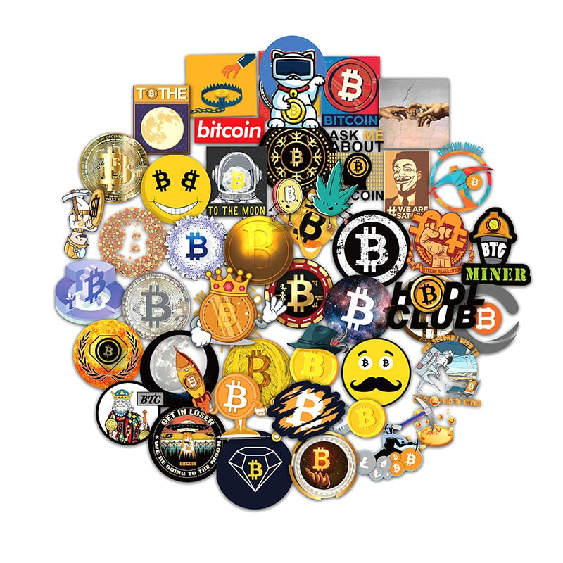 Bitcoin - Dogecoin  Stickers  10/30/50pcs