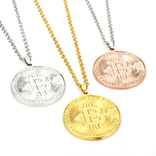 Bitcoin gold & silver plated  pendant