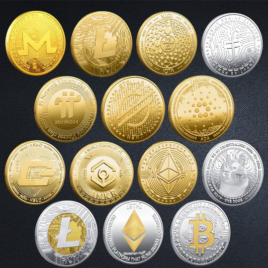 Bitcoin-Kryptowährungssammlung vergoldete Münzen