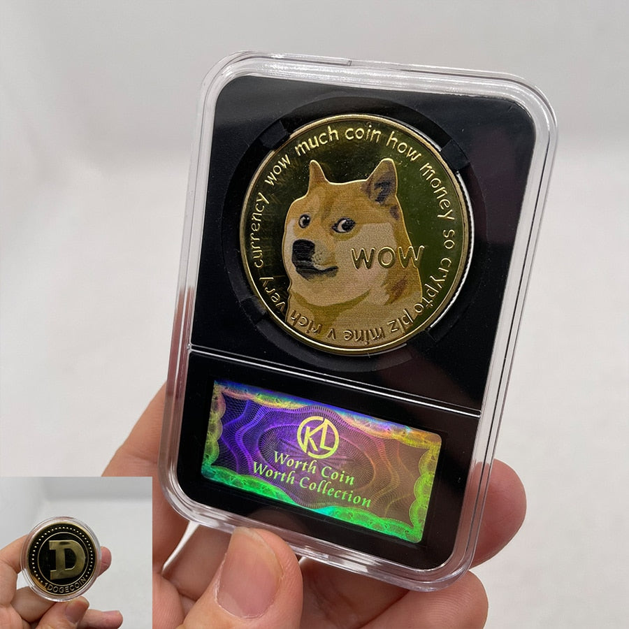 Bitcoin altcoins gold and silver plated with acrylic case