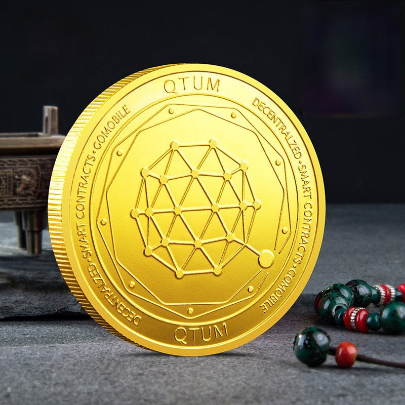QTUM coin gold and silver plated