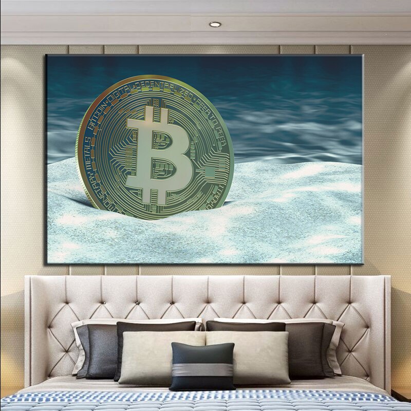 Bitcoin canvas painting wall art