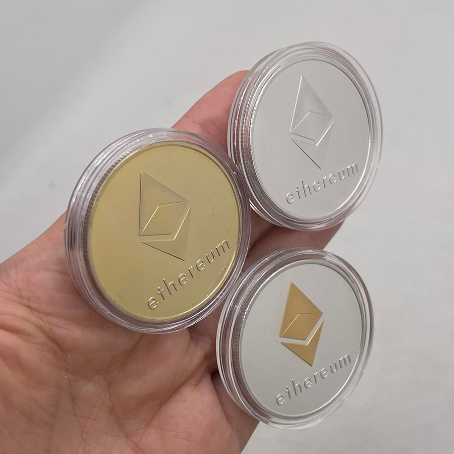 Cryptocurrency Coin Metal Physical Gold or Silver Plated