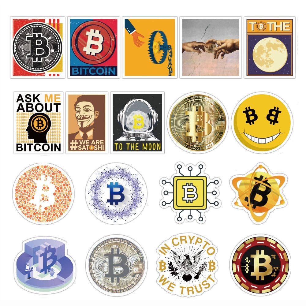 Bitcoin-Aufkleber 10/50er Pack