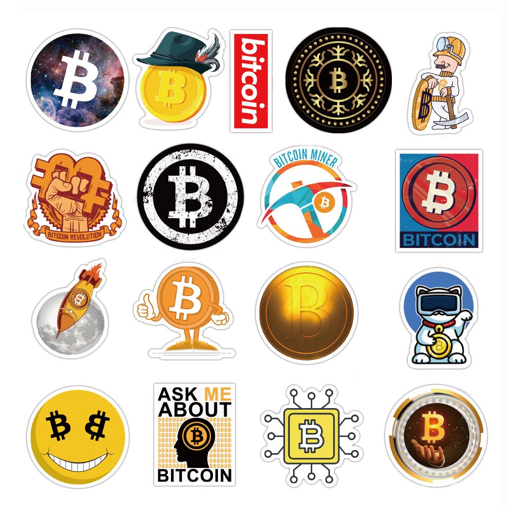 Bitcoin-Aufkleber 10/50er Pack