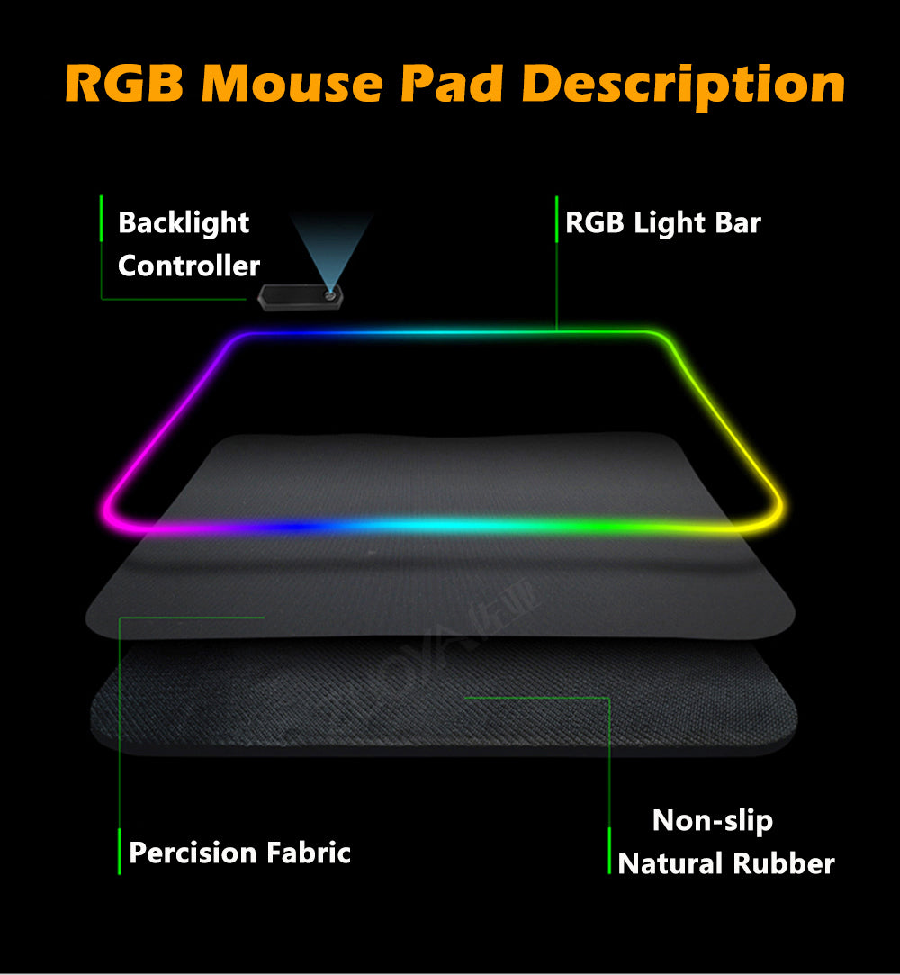 Bitcoin Mouse Pad  Backlit Desk RGB Led Mousepad