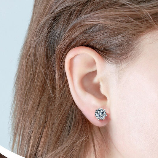 1 Carat Moissanite Snowflake Stud Earrings