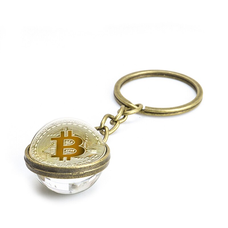 Bitcoin Keychain Glass Ball Keyring
