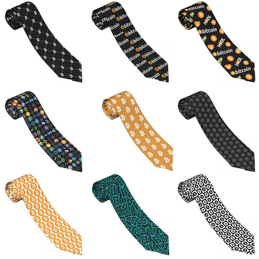 Bitcoin Ties Printed Polyester 8cm Width
