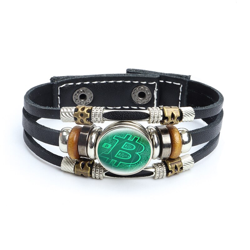 Bitcoin Design Leather Bracelet