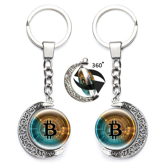 Bitcoin Schlüsselanhänger um 360 Grad gedreht