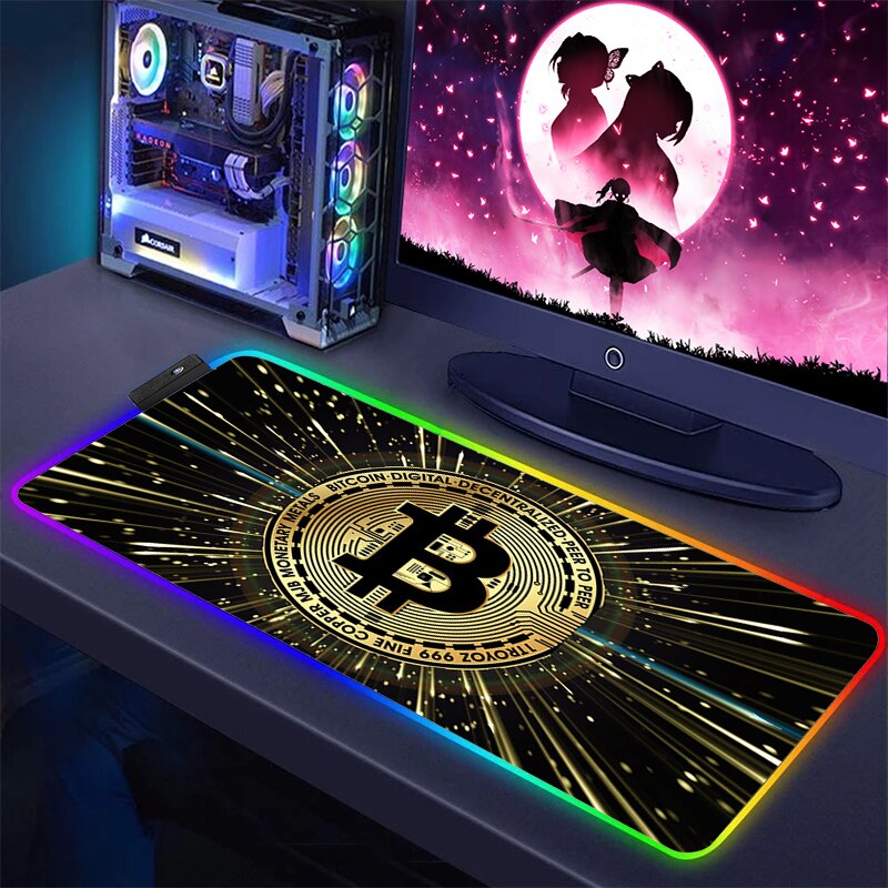 Bitcoin-Mauspad Hintergrundbeleuchtetes Schreibtisch-RGB-LED-Mauspad