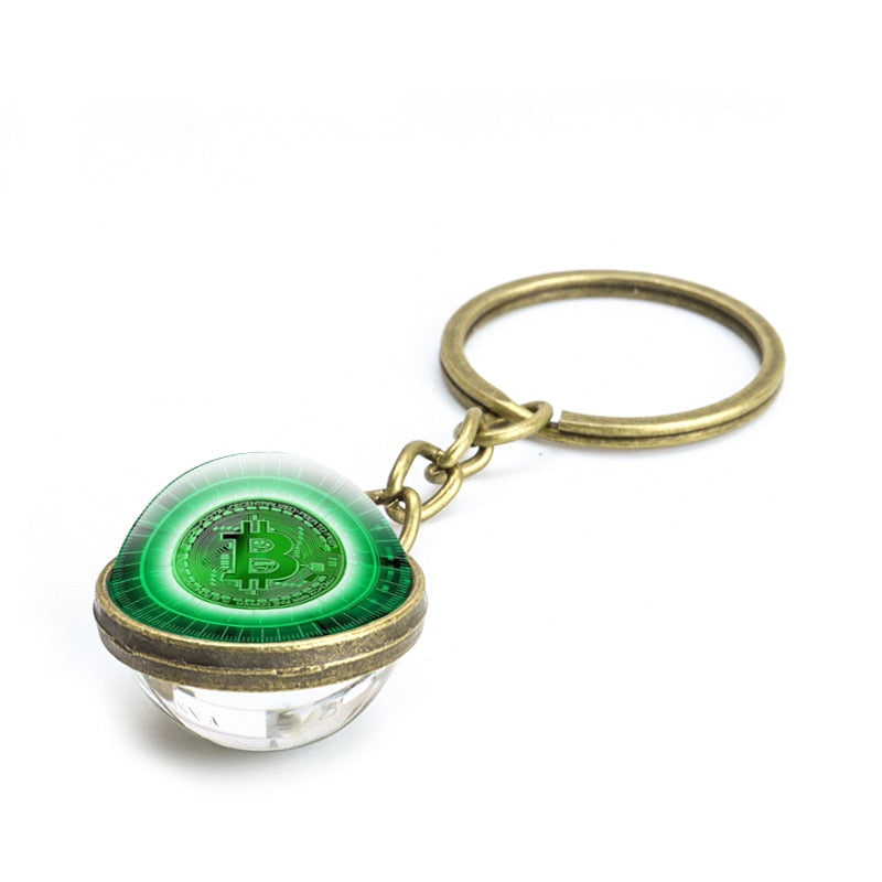 Bitcoin Keychain Glass Ball Keyring