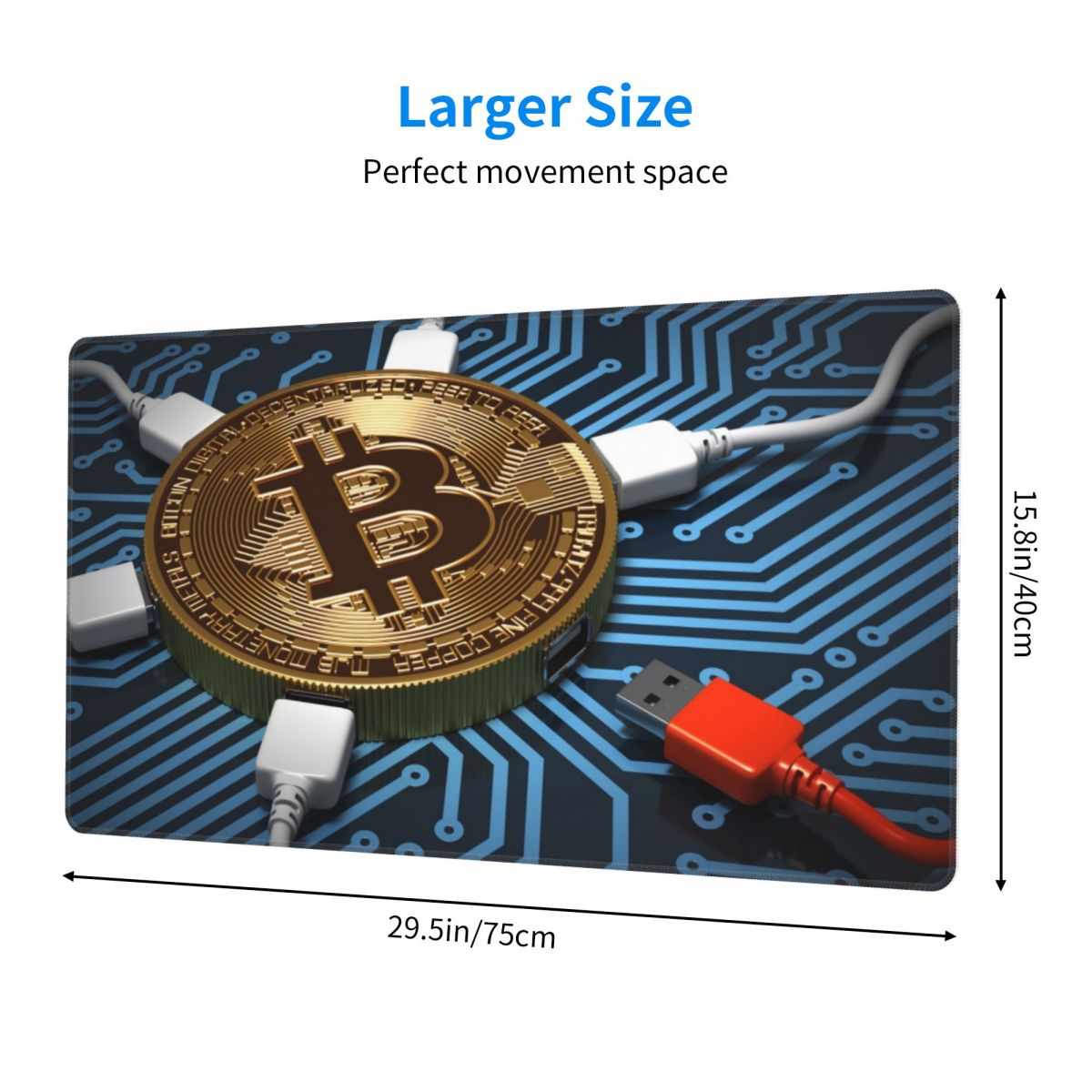 Bitcoin BTC Crypto Coin Laptop Mouse Pad Keyboard Desk Mat