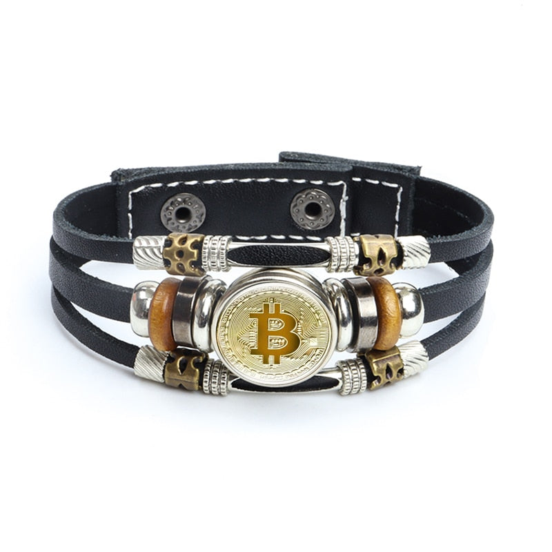 Bitcoin Design Leather Bracelet