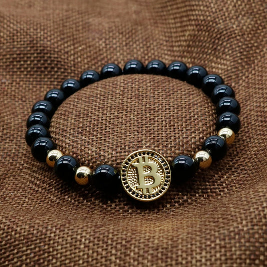 Luxury Bitcoin Bracelet Black Onyx
