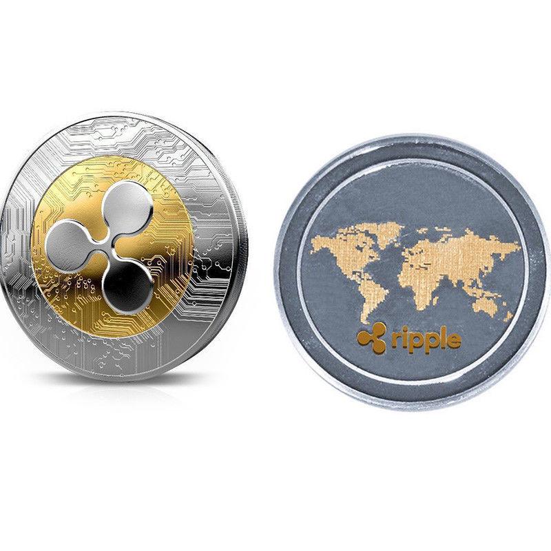 Ripple coin XRP silver and gold plated