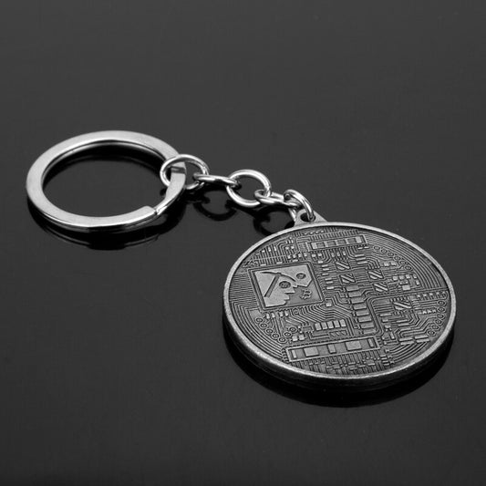 Bitcoin Antique Bronze & Silver Plated Keychain